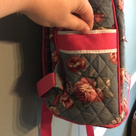 Ori- ori floral quilted preppy bow backpack. feminine lightweight romantic fun - Picture 4 of 12